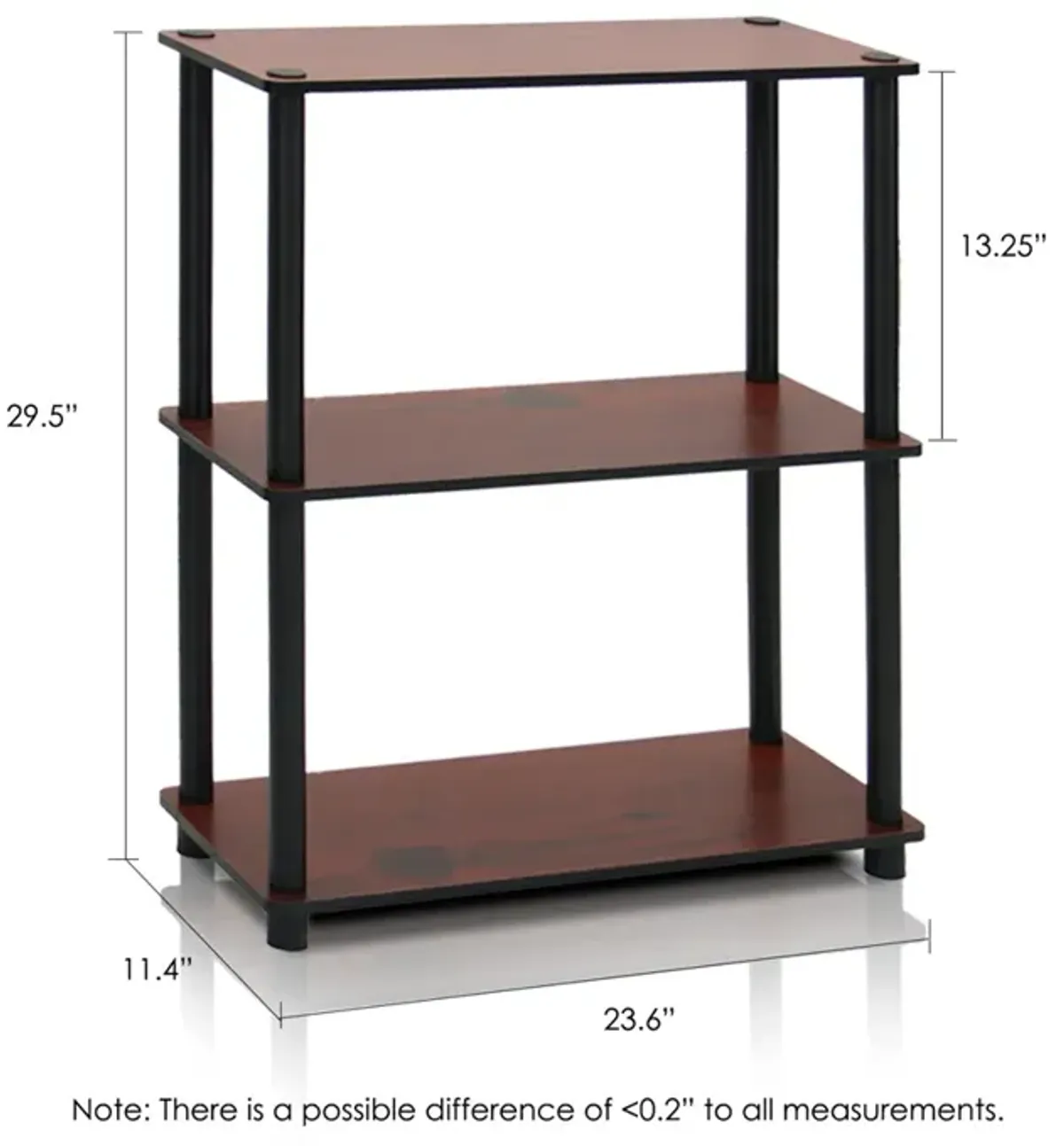 Furinno Turn-N-Tube 3-Tier Compact Multipurpose Shelf Display Rack, Dark Cherry