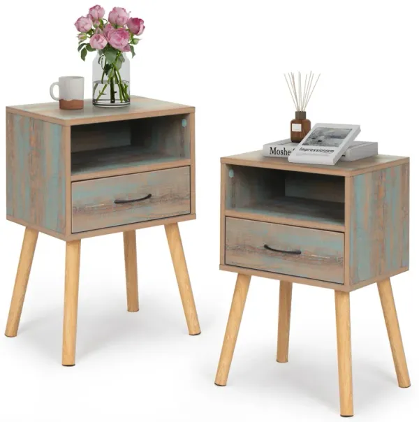 JAXPETY Set of 2 Mid Century Nightstand