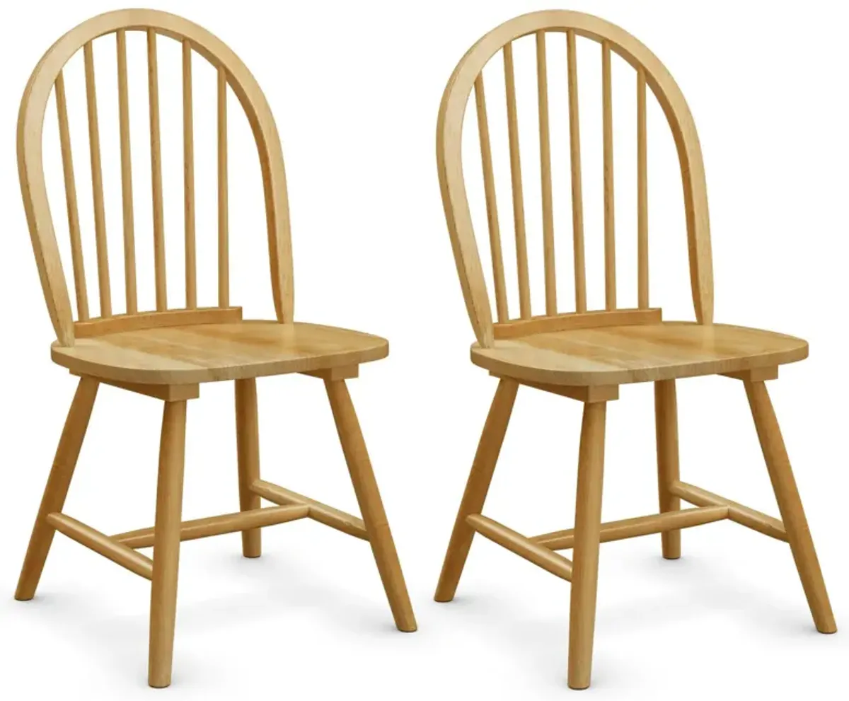 Set of 2 Vintage Windsor Wood Chair with Spindle Back for Dining Room