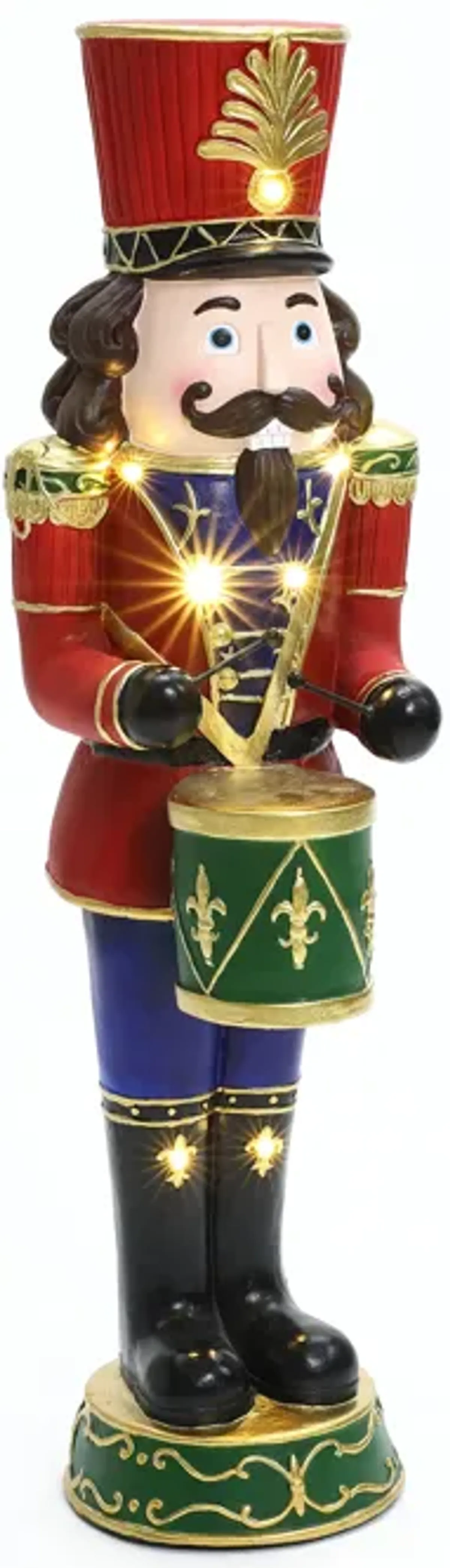 LuxenHome 3Ft Tall Traditional Nutcracker Drummer Soldier with Lights