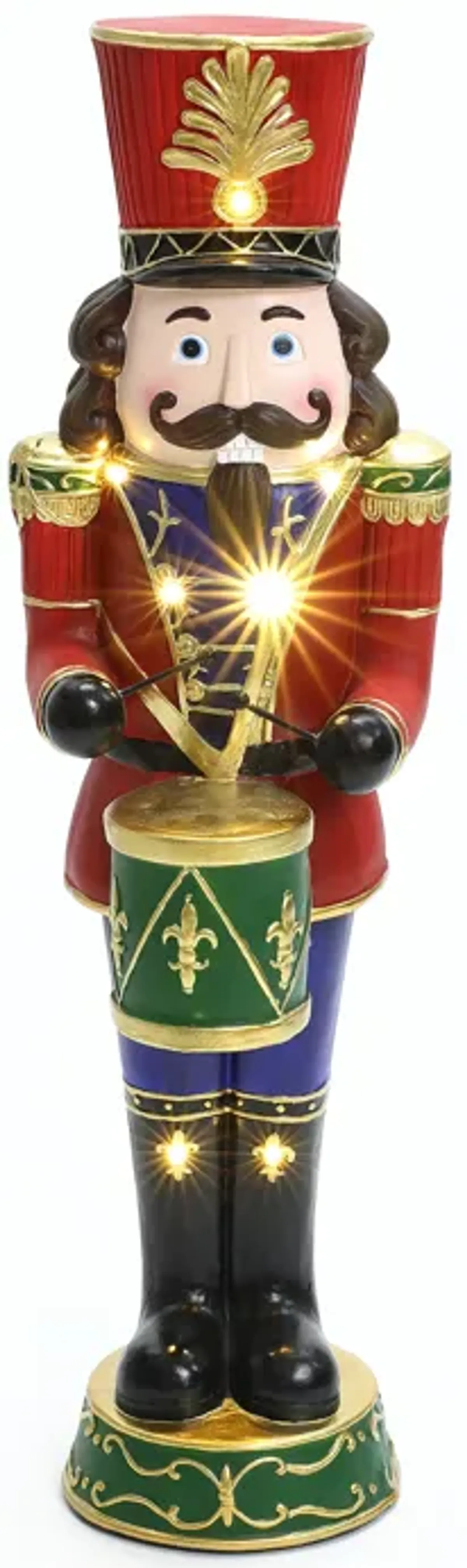 LuxenHome 3Ft Tall Traditional Nutcracker Drummer Soldier with Lights