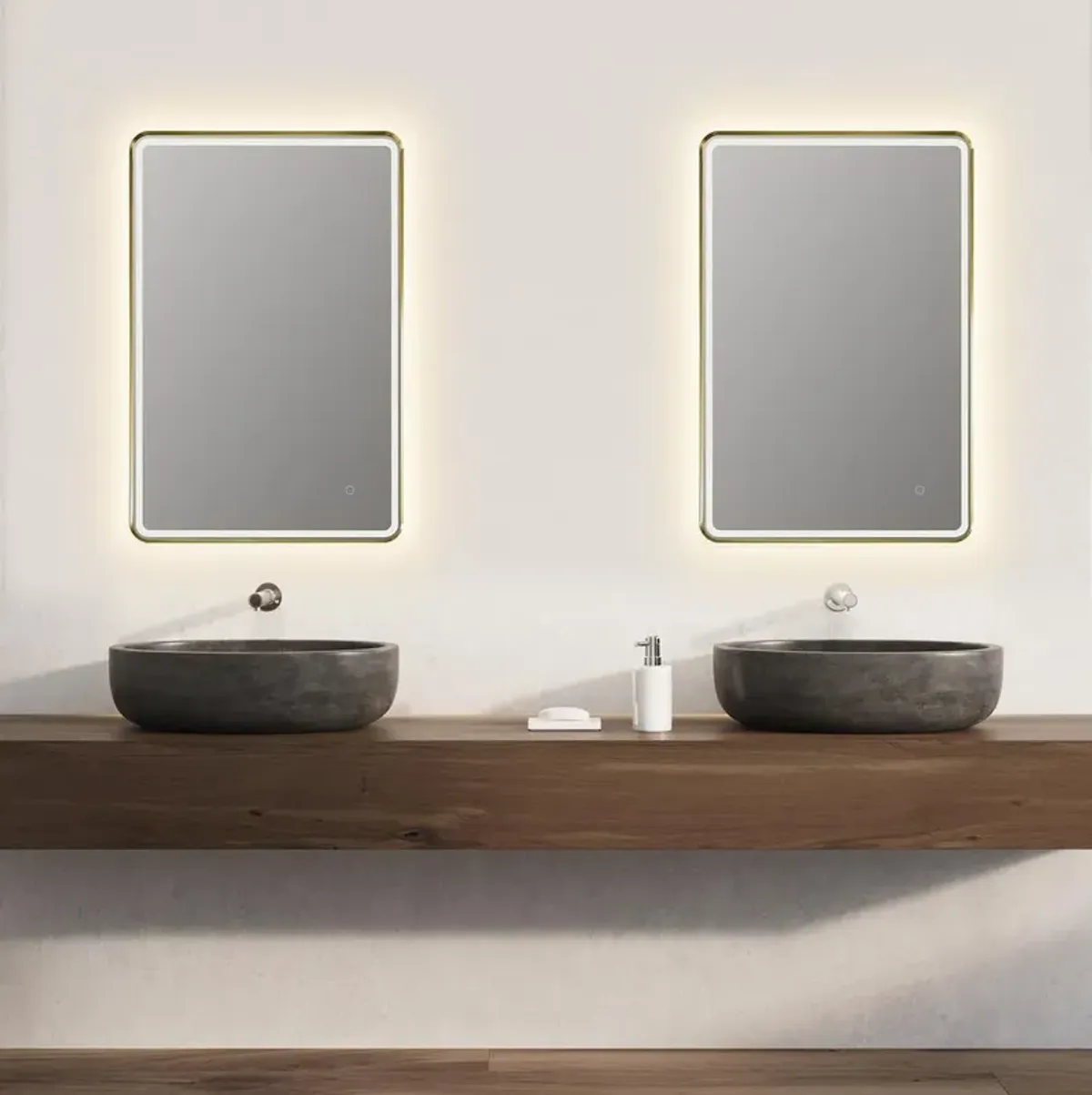 Altair Framed in Brushed Gold Modern Bathroom/Vanity LED Lighted Wall Mirror