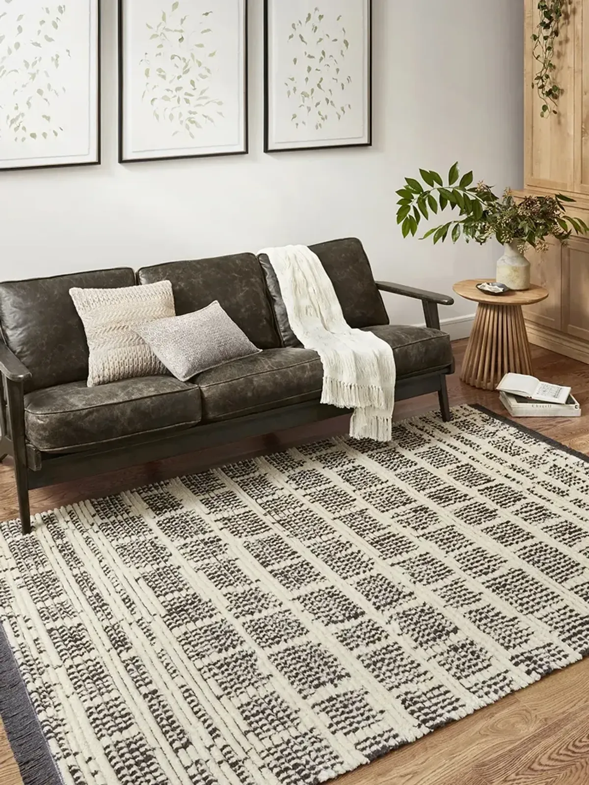 Alice ALI02 Cream/Charcoal 3'8" x 5'8" Rug