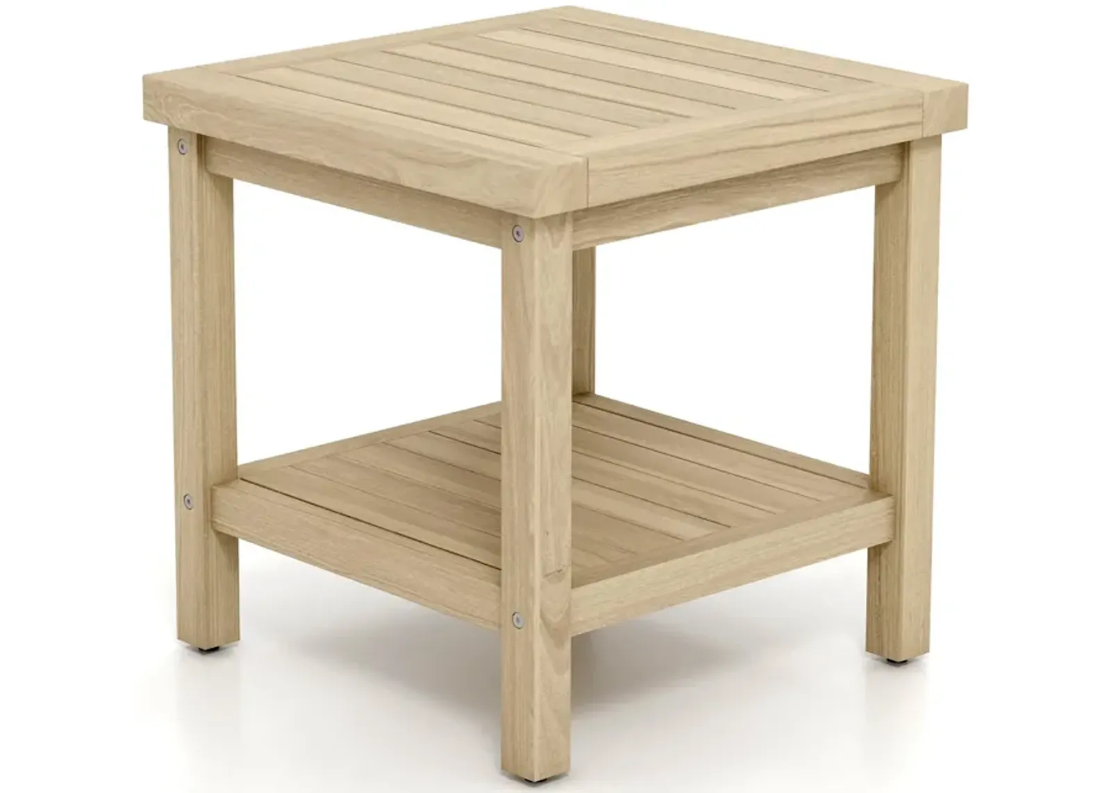 2-Tier Outdoor Side Table with Shelf for Porch Deck Garden