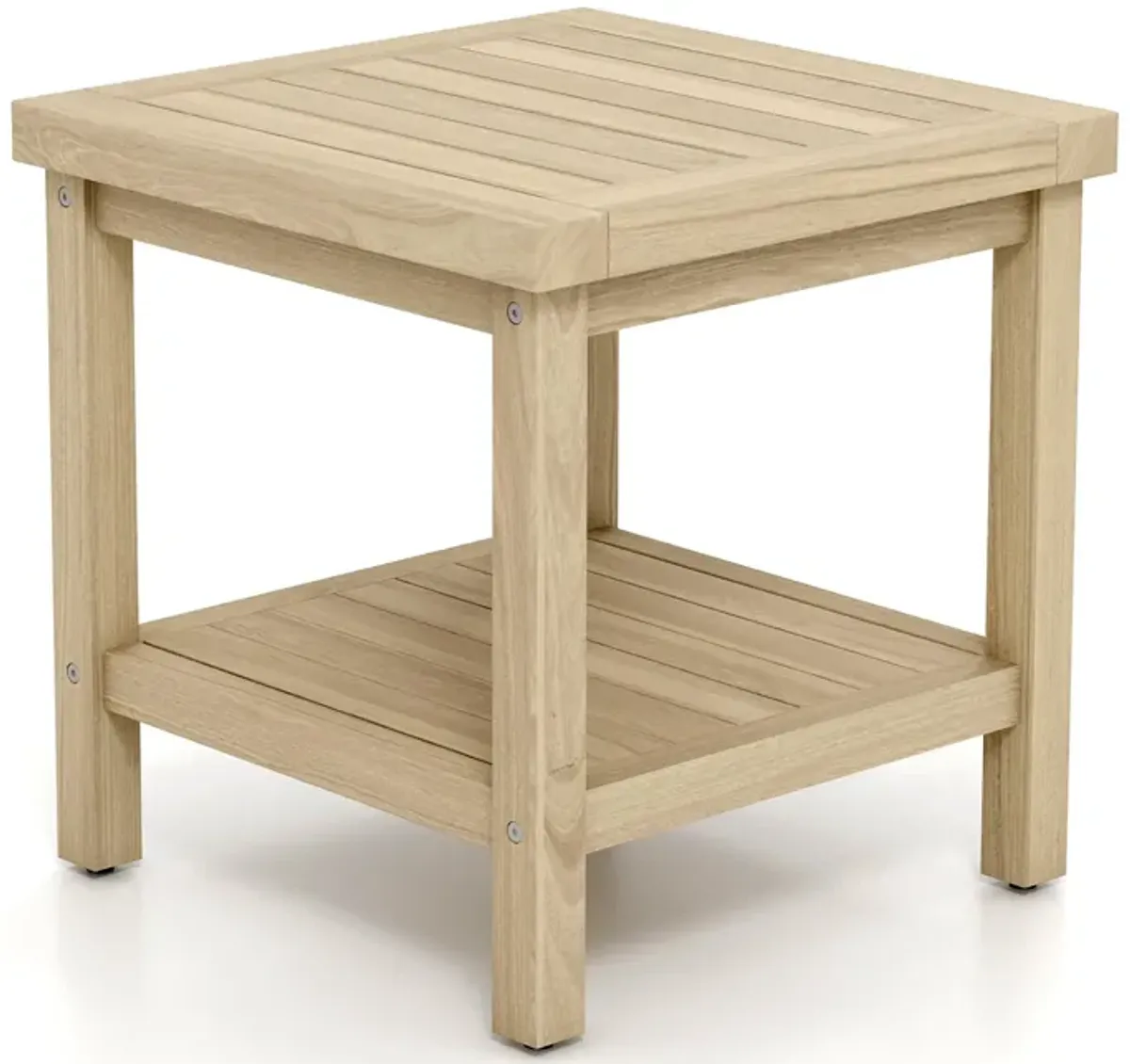 2-Tier Outdoor Side Table with Shelf for Porch Deck Garden