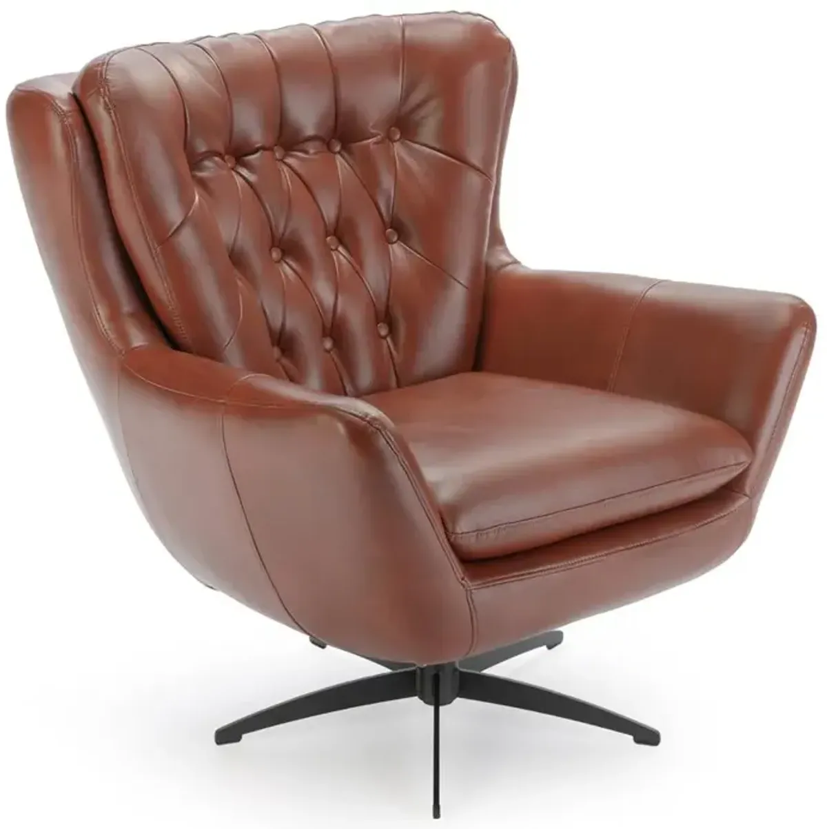 Comfort Pointe Clayton Caramel Tufted Faux Leather Swivel Chair