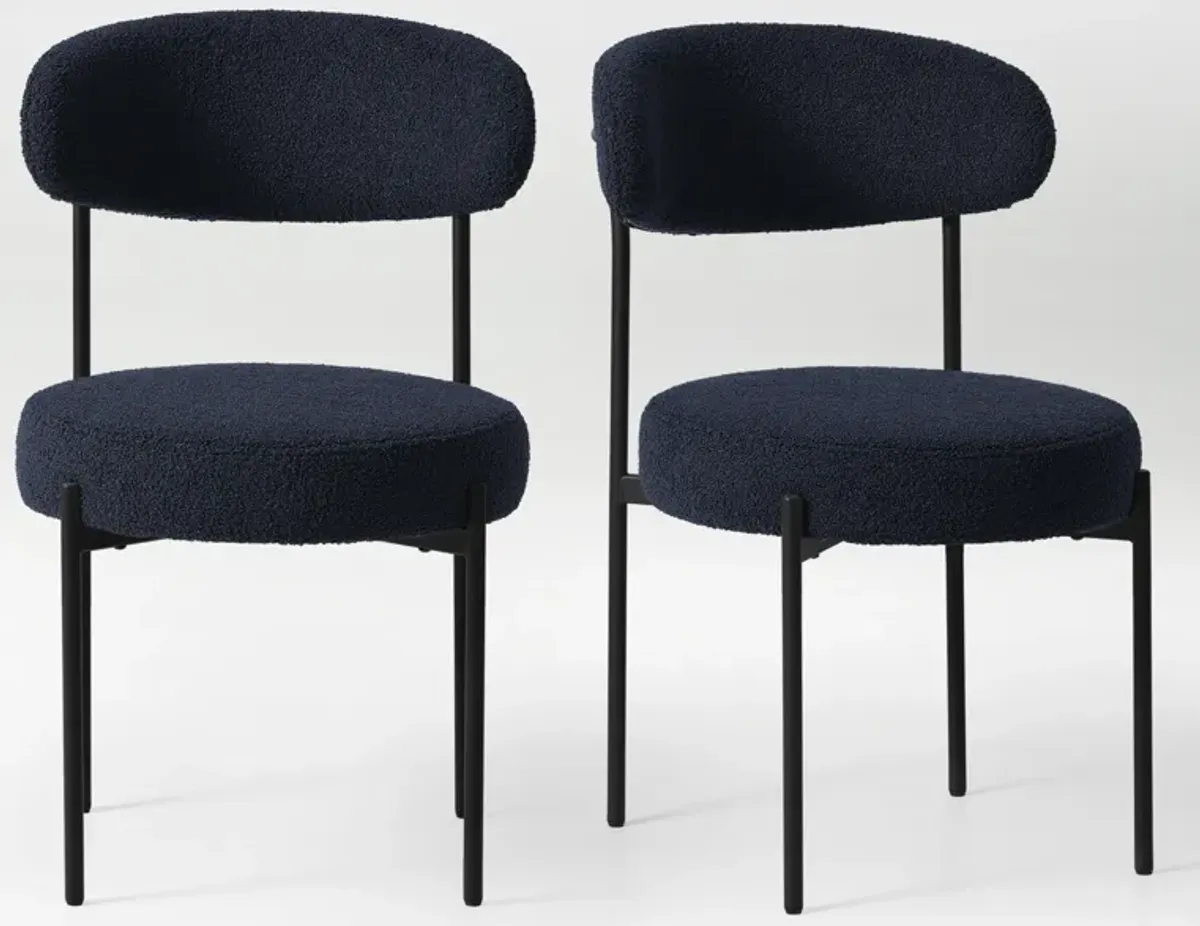 WestinTrends Mid-Century Modern Upholstered Sherpa Round Dining Chairs (Set of 2)