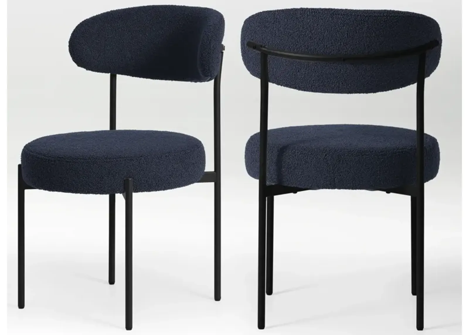 WestinTrends Mid-Century Modern Upholstered Sherpa Round Dining Chairs (Set of 2)