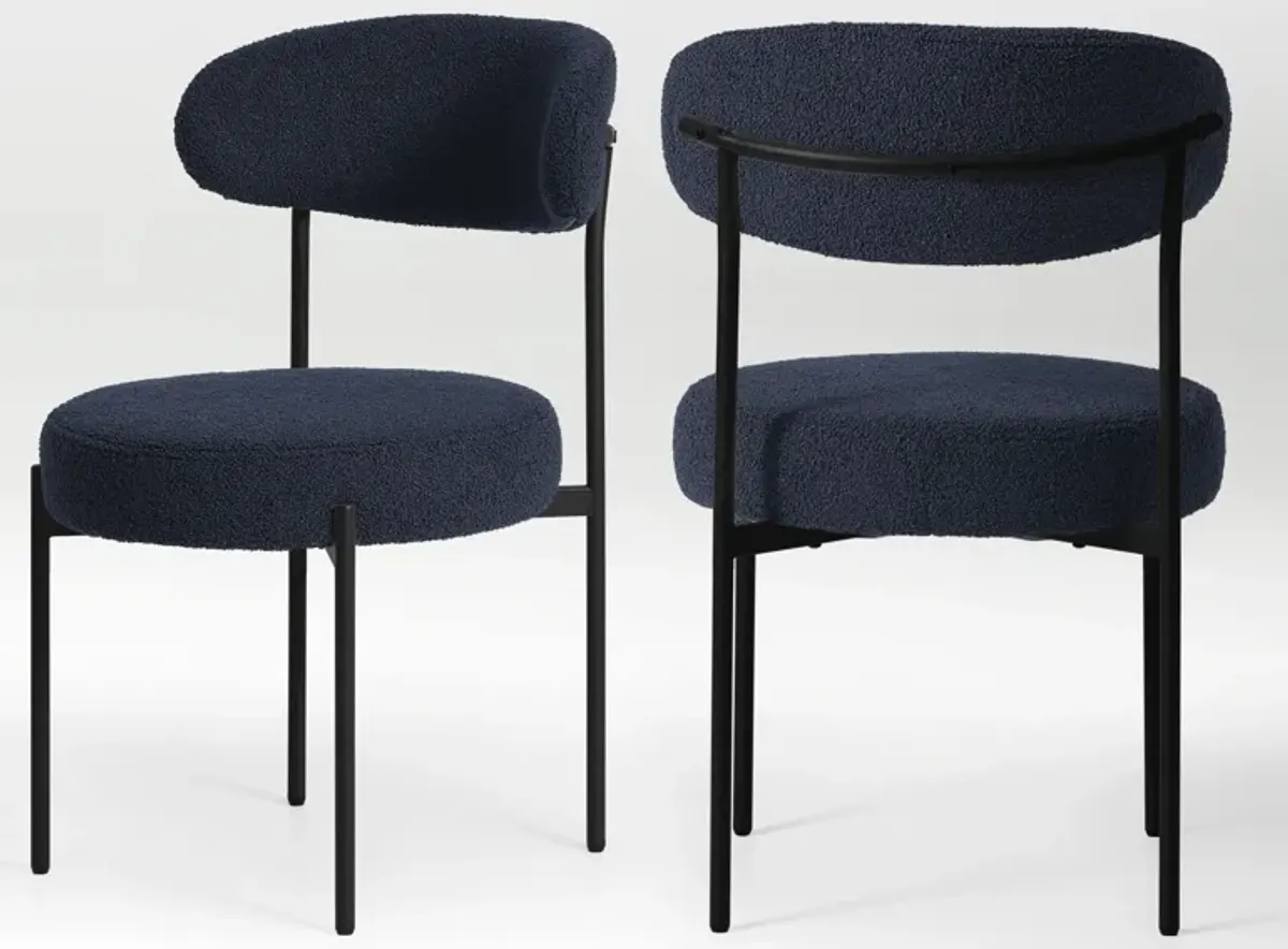 WestinTrends Mid-Century Modern Upholstered Sherpa Round Dining Chairs (Set of 2)