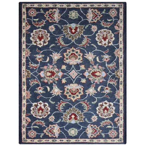 RUGSOTIC CARPETS HAND TUFTED WOOL ECO-FRIENDLY AREA RUGS  - 8'x11', Rectangle Shape, Charcoal, Classic Oriental Traditional  Design, High Pile Thick Handmade Anti Skid Area Rugs (K00659)