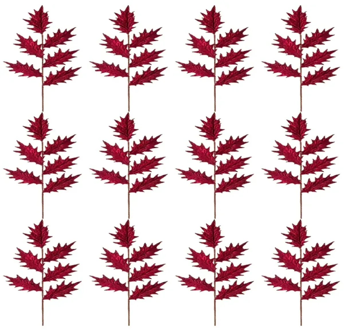 12-Piece Artificial Holly Stems for Vibrant Holiday Wreaths and Table Decor