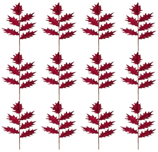 12-Piece Artificial Holly Stems for Vibrant Holiday Wreaths and Table Decor