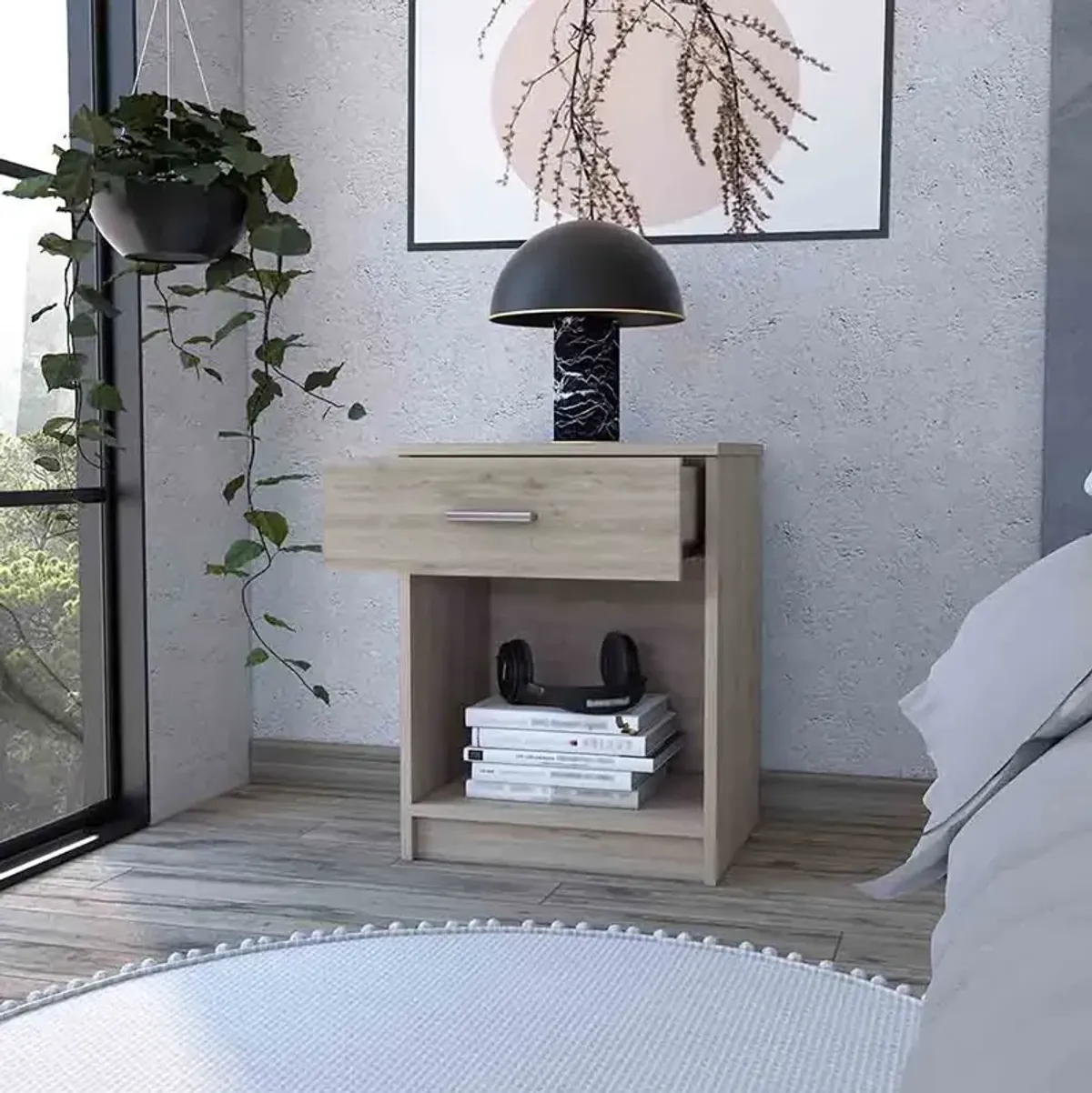 Nightstand Coco, Bedroom, Light Gray