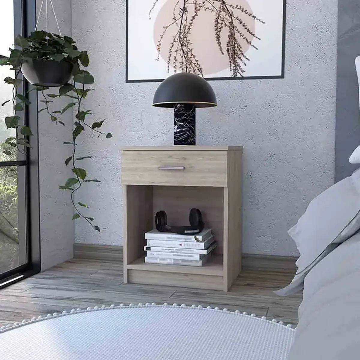 Nightstand Coco, Bedroom, Light Gray