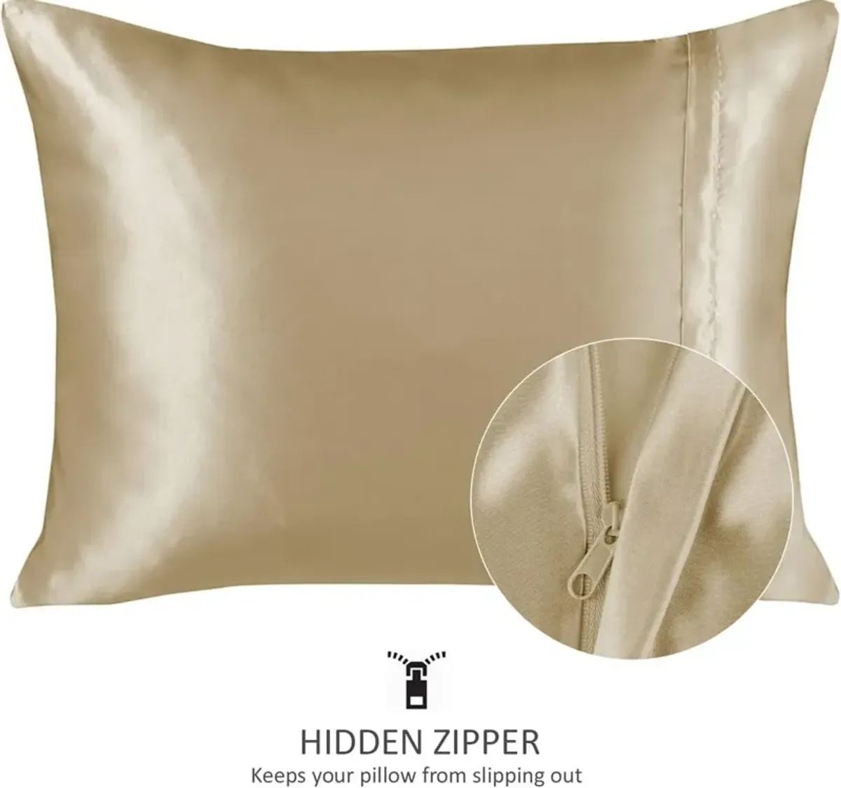 Satin Pillow Case with Zipper - Luxury Pillow Cover (Pillowcase Set of 2)