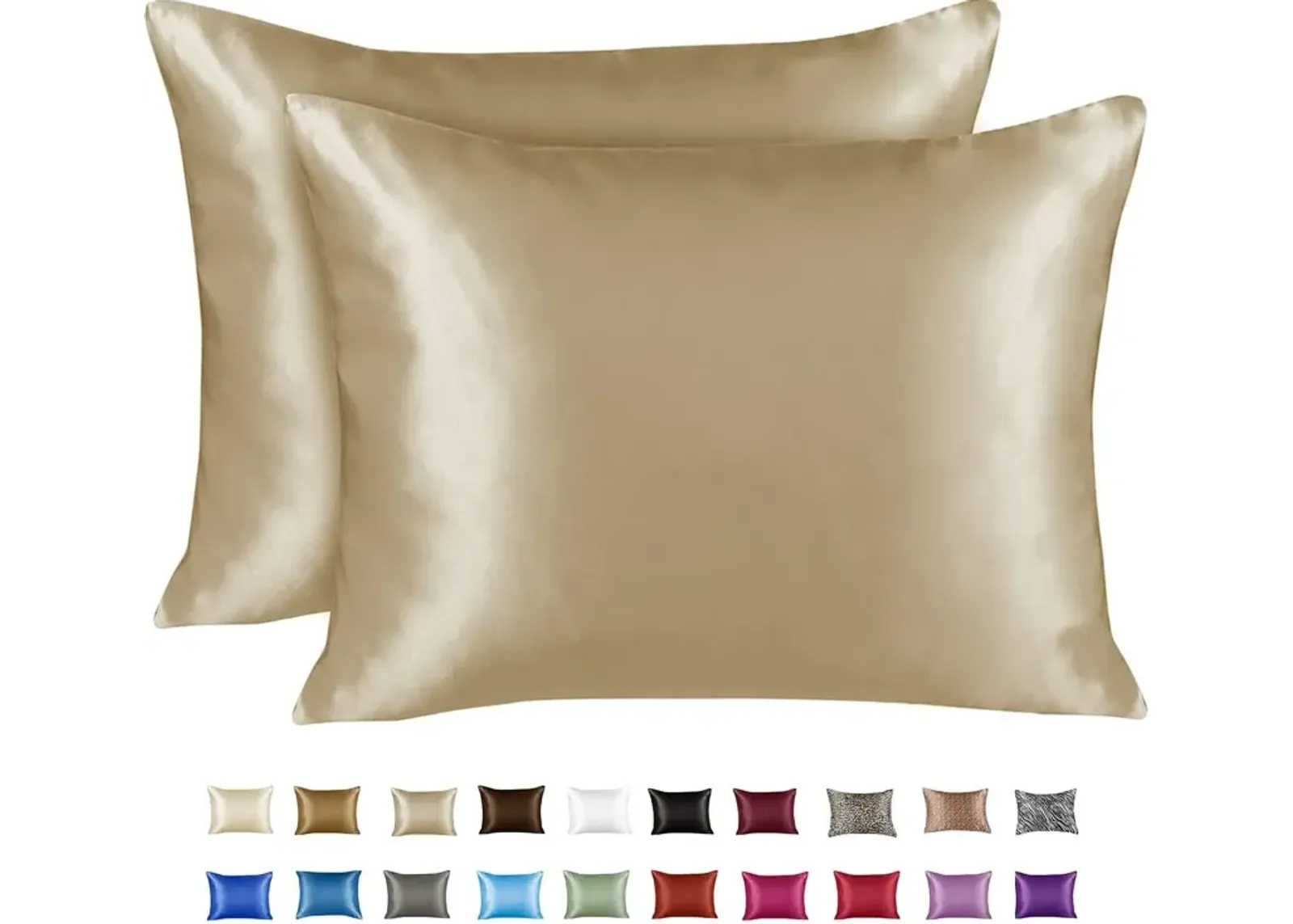 Satin Pillow Case with Zipper - Luxury Pillow Cover (Pillowcase Set of 2)