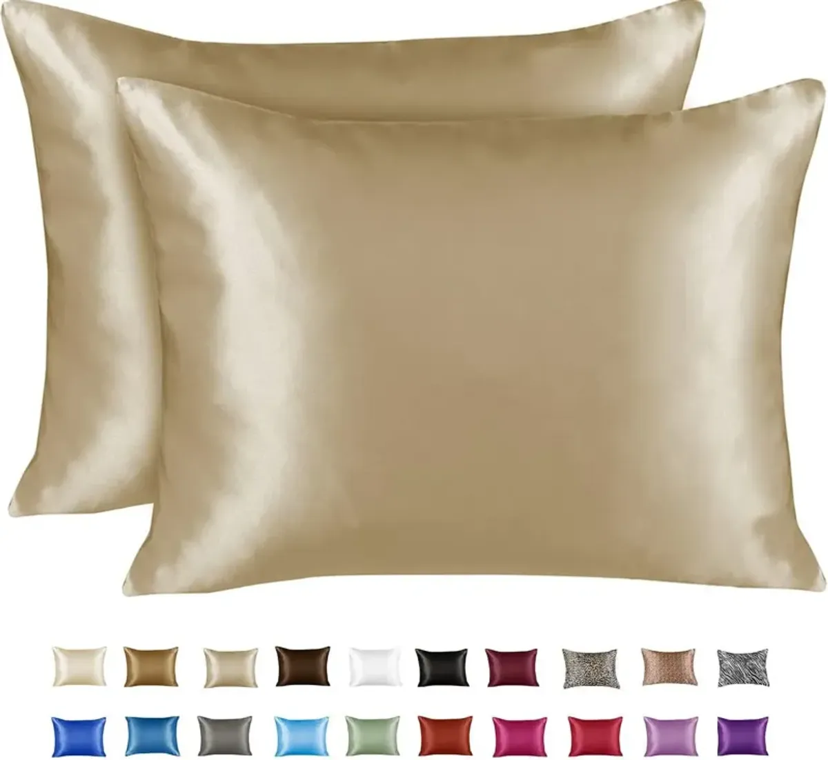 Satin Pillow Case with Zipper - Luxury Pillow Cover (Pillowcase Set of 2)