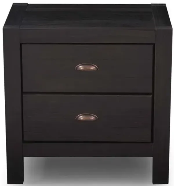 Hivvago Farmhouse Style Solid Pine Wood 2-Drawer Nightstand Bedside Table in Walnut