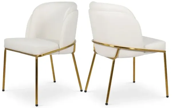 Meridian Furniture Jagger White Vegan Leather Dining Chair, Set of 2
