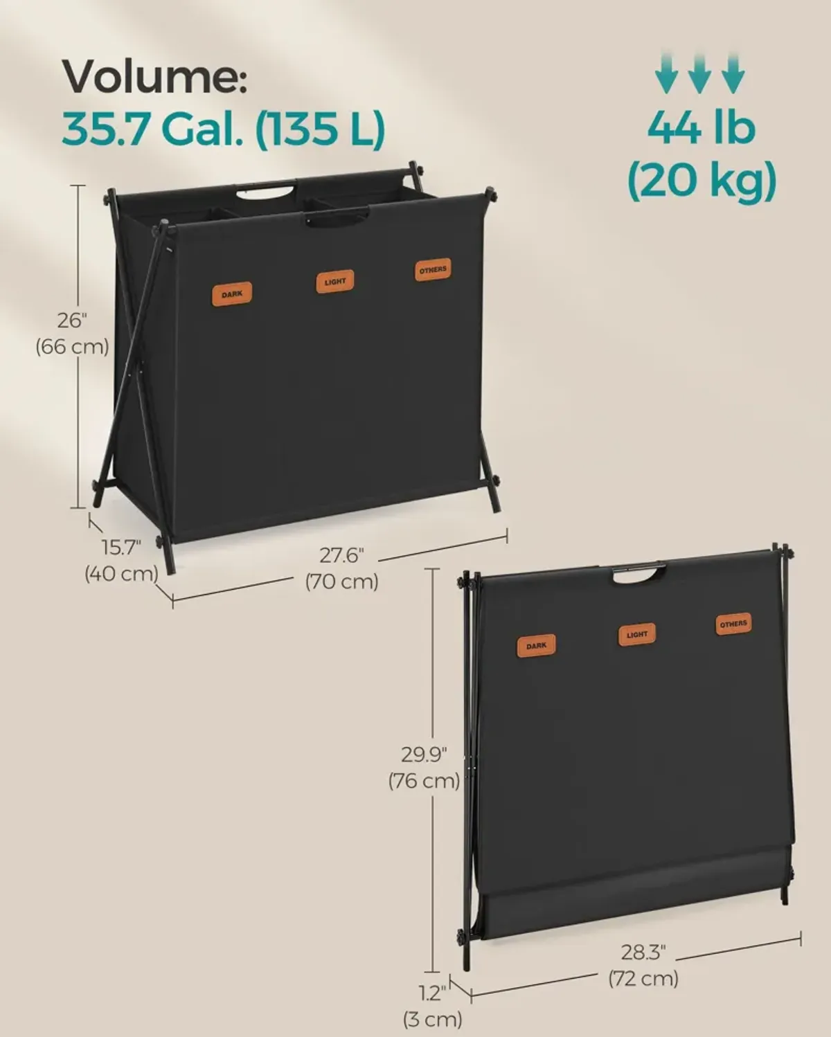 Collapsible Laundry Hamper with Handles – Stylish and Convenient Storage Solution