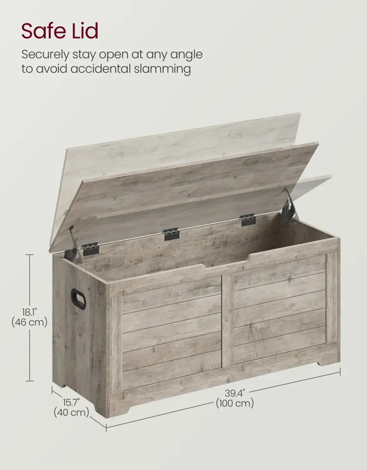 Storage Chest with 2 Safety Hinges