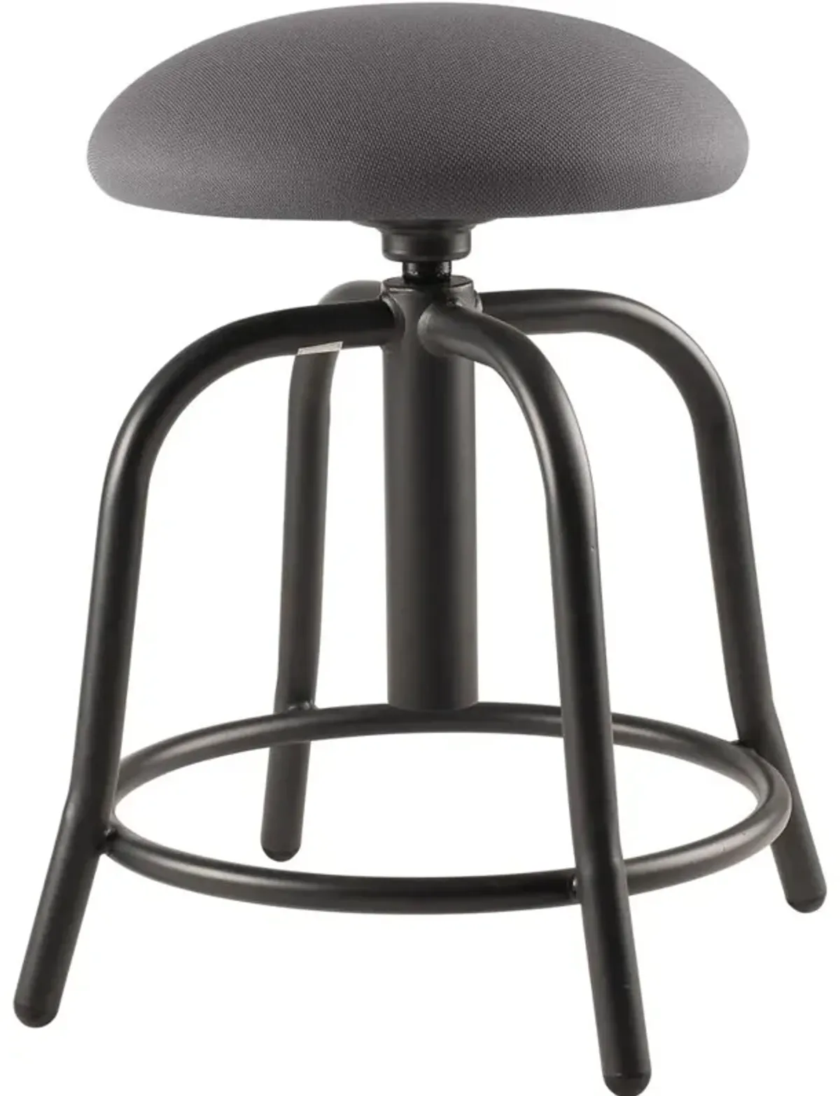 NPS® 18"-25" Height Adjustable Designer Stool, 3" Fabric Padded Charcoal Seat, Black Frame