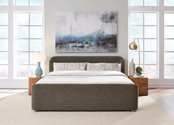 Kiki Full-size Upholstered Platform Bed in Pumpernickel Boucle