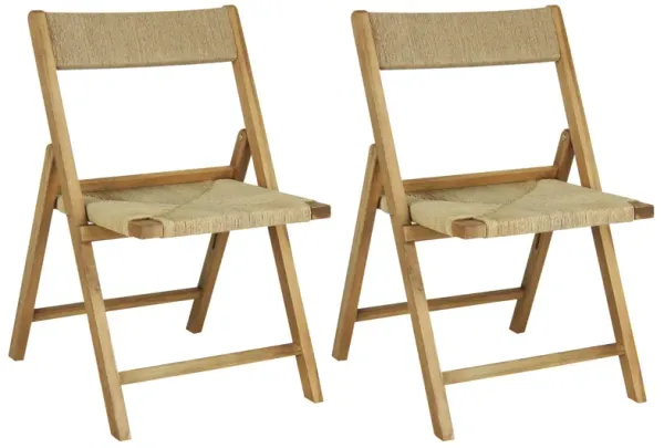 Kiawah Coastal Modern Wood Woven Seagrass Folding Chair