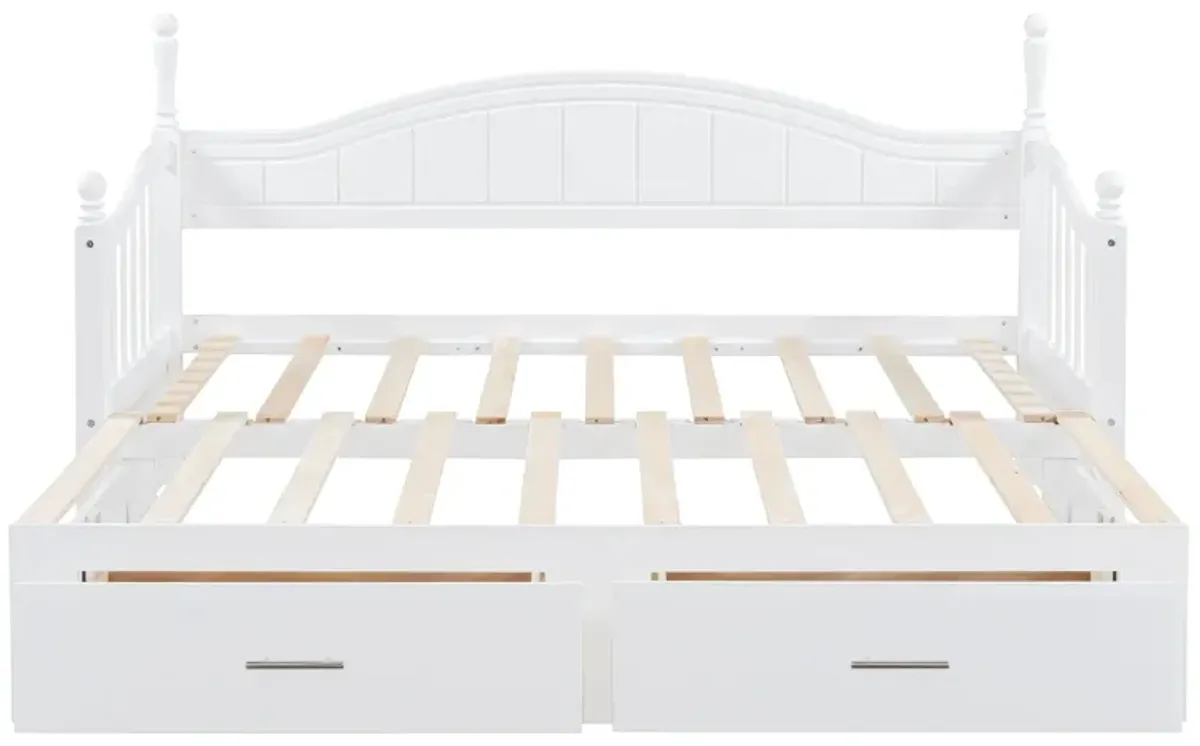 Merax Wooden Extendable Daybed with Trundle and Drawers