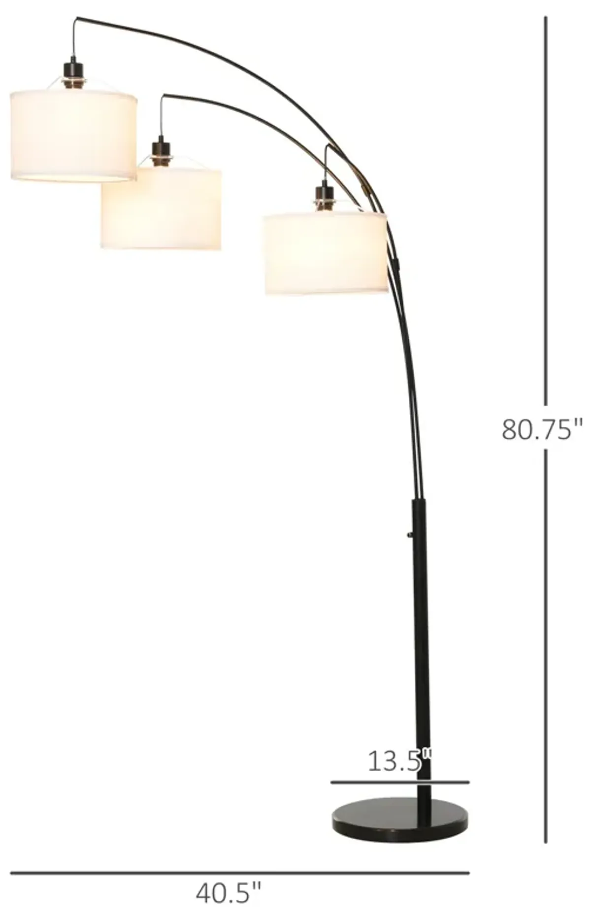 Black/White Modern Light: Arc Floor Lamp with 3 Drum Shades