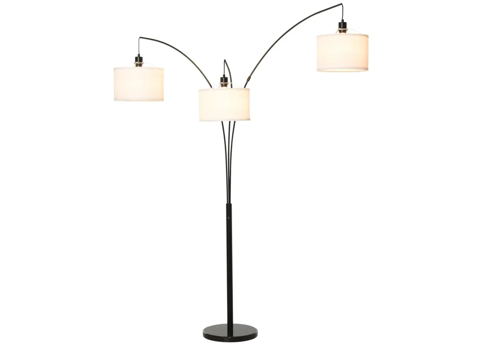 Black/White Modern Light: Arc Floor Lamp with 3 Drum Shades