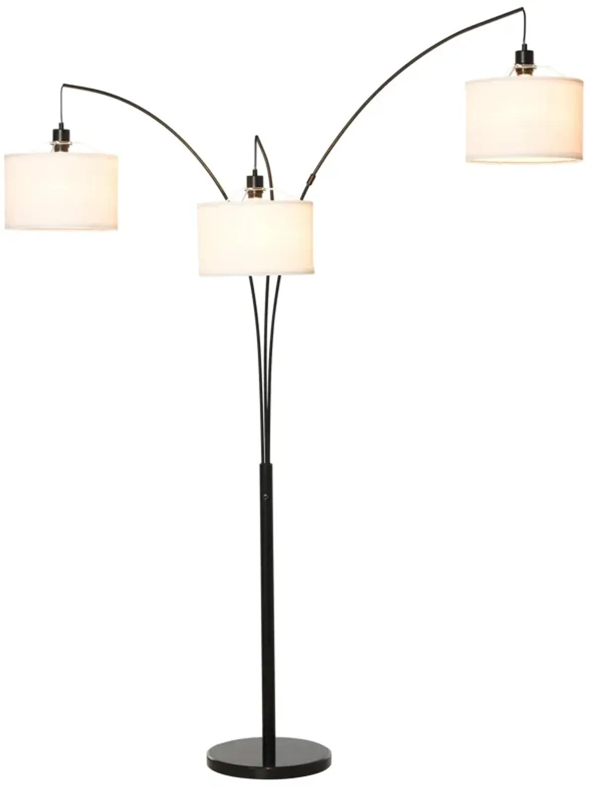 Black/White Modern Light: Arc Floor Lamp with 3 Drum Shades