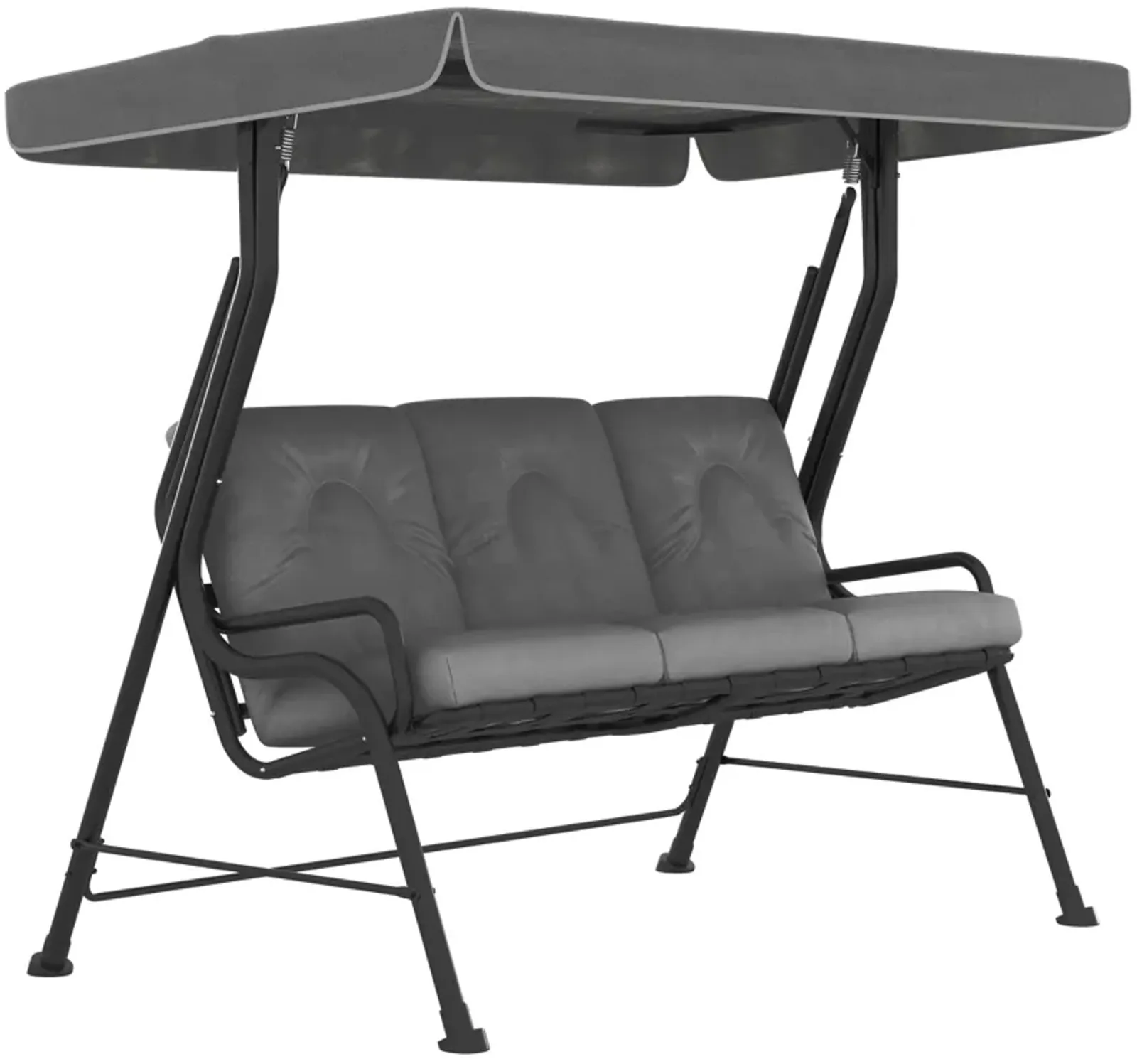 Grey Garden Seating: 3-Seat Patio Swing with Adjustable Canopy