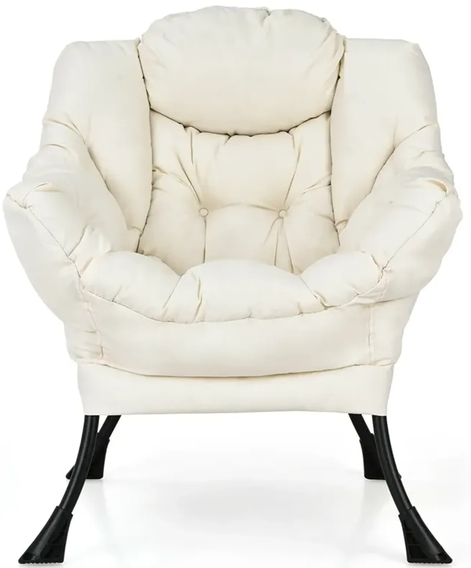 Modern Polyester Fabric Lazy Chair with Steel Frame and Side Pocket