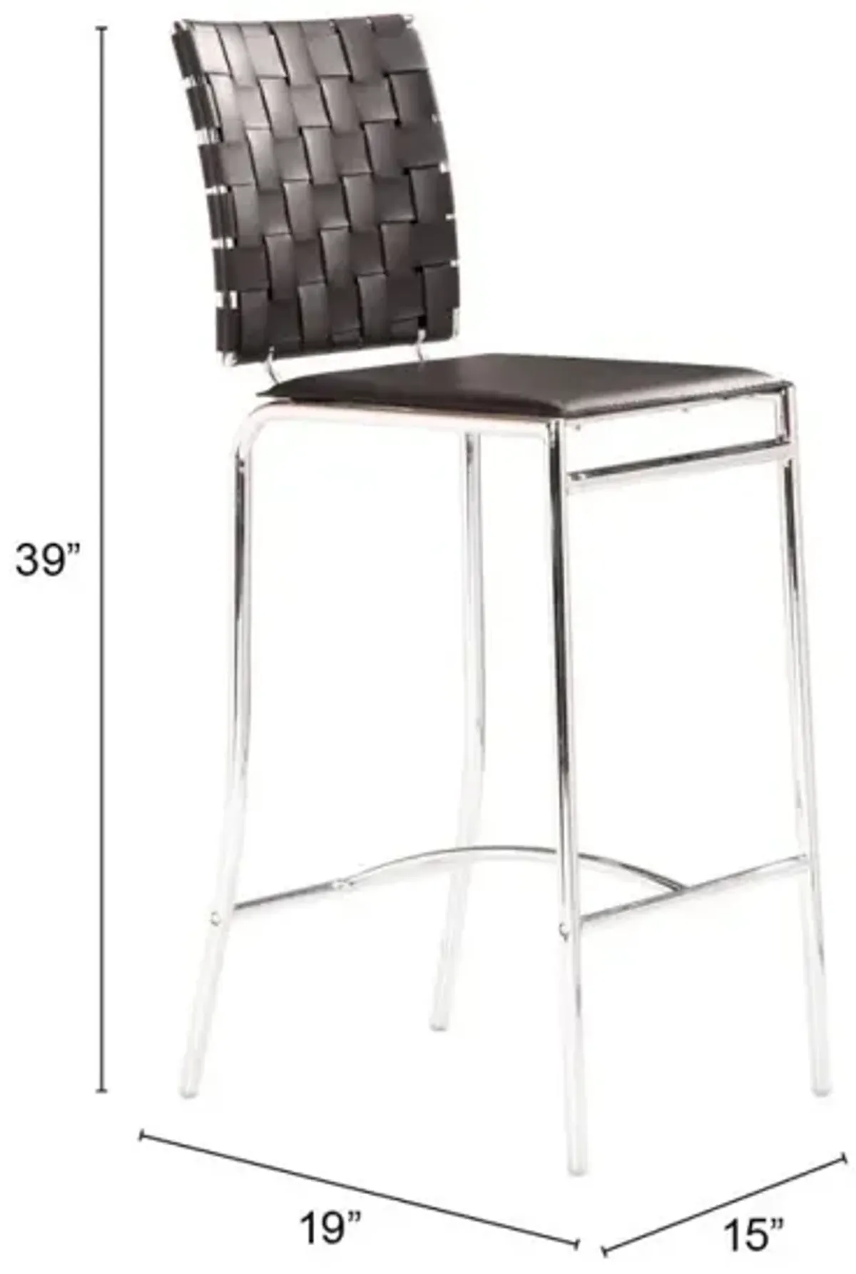 Criss Cross Counter Stool (Set of 2) Black