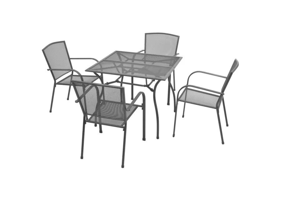 vidaXL 5 Piece Outdoor Dining Set Steel Anthracite