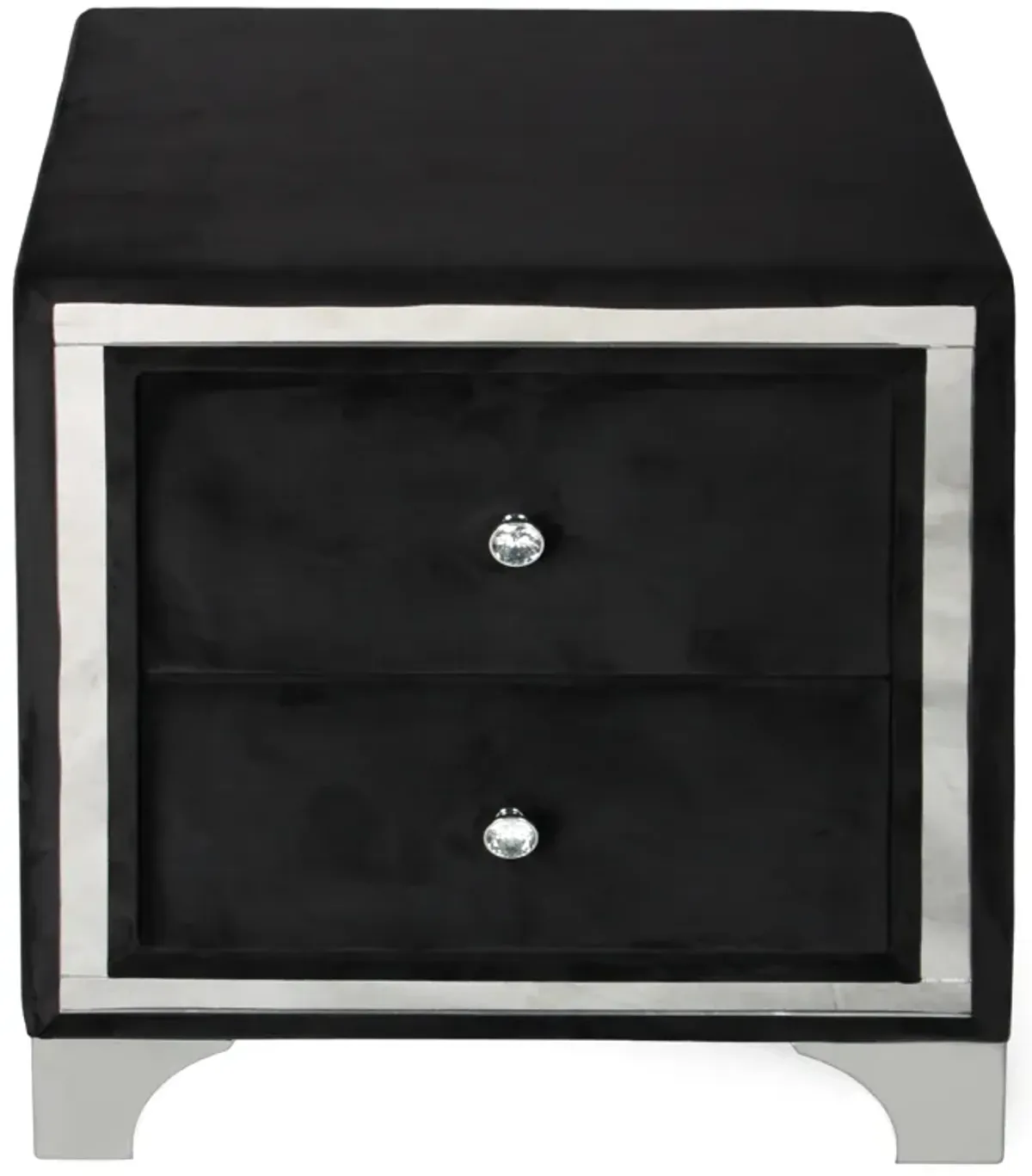 Better Home Products Monica Velvet Upholstered 2 Drawer Nightstand in Black