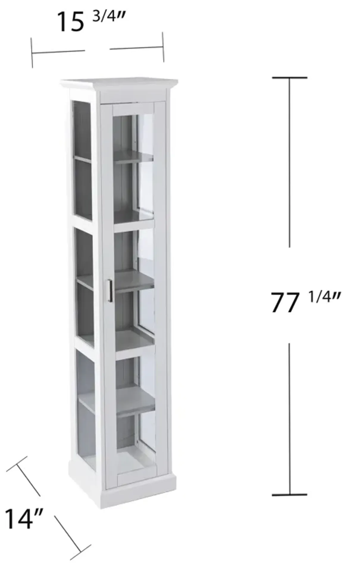 Balterley Tall Curio w/ Glass Door - White