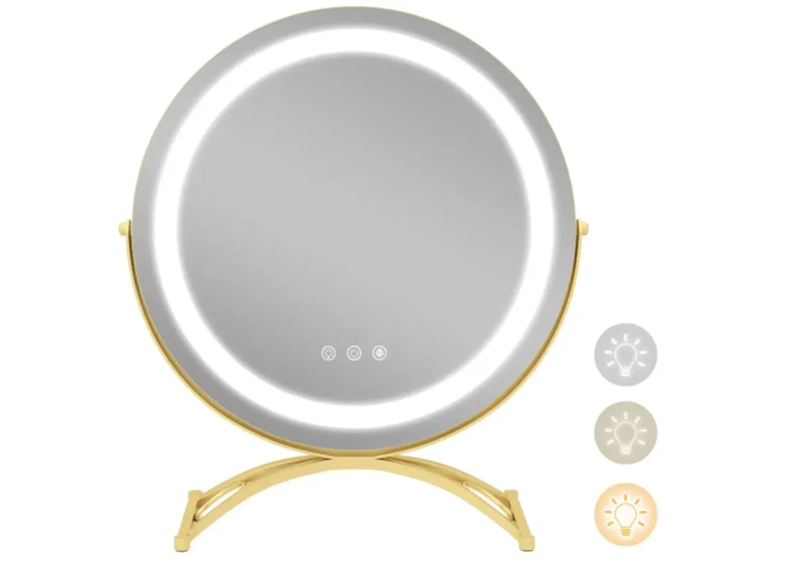 Hivvago 16 x 16 Inch Round LED Vanity Mirror with 3-Color Lighting and Brightness Dimming