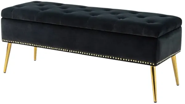 Mid-Century Modern Bed Storage Bench with Velvet Seat