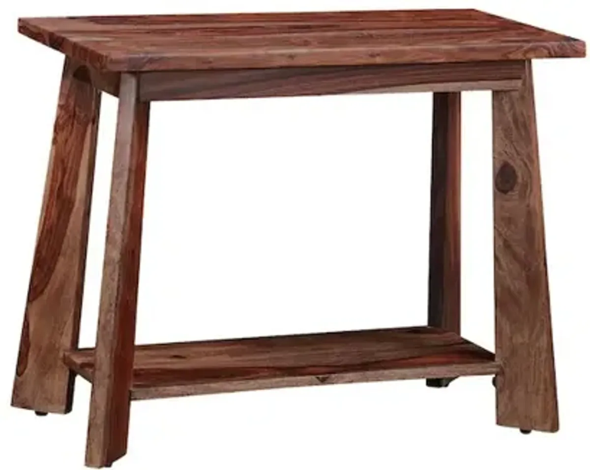 Porter Designs Kalispell Solid Sheesham Wood End Table, Natural