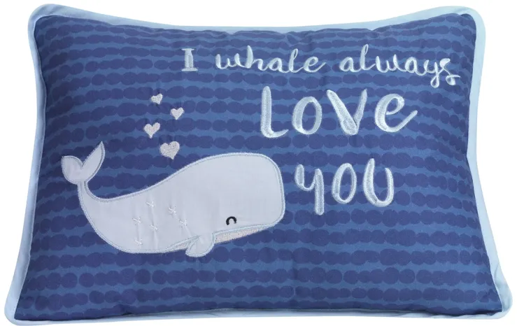 Lambs & Ivy Oceania Decorative Throw Pillow - Blue Ocean Whale