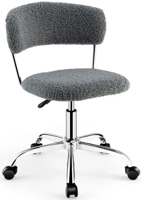 Hivvago Computer Desk Chair Adjustable Sherpa Office Chair Swivel Vanity Chair