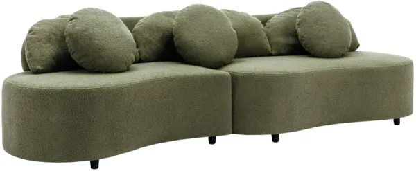 Merax Modern Curved Design Lamb Velvet Sofa