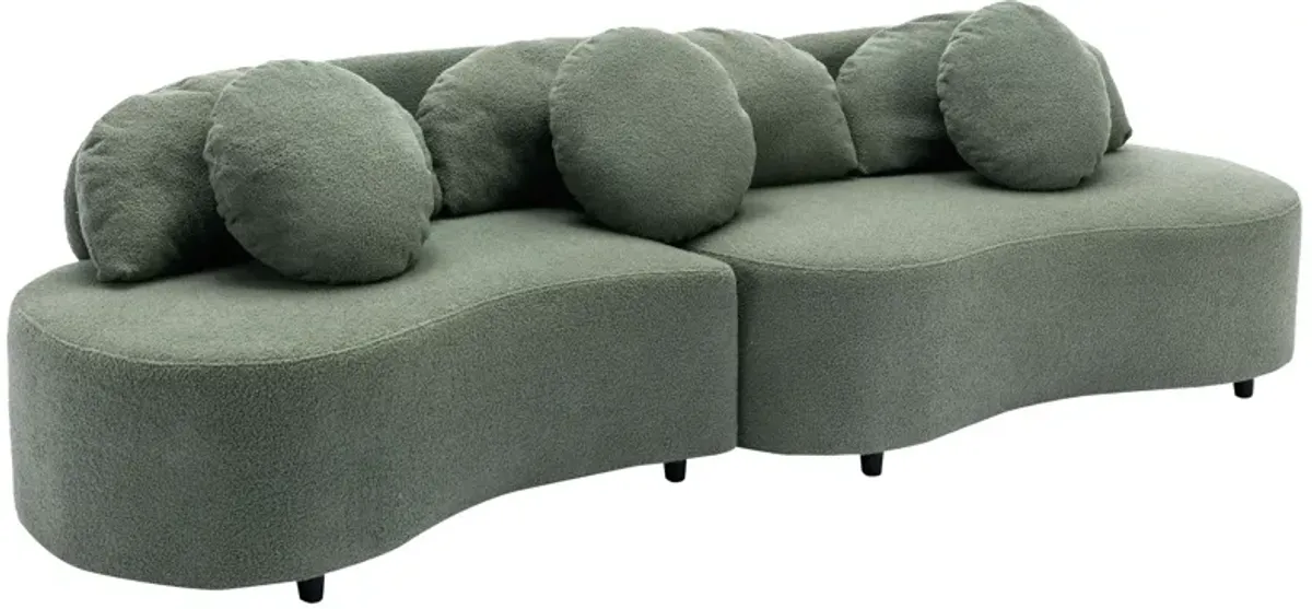 Merax Modern Curved Design Lamb Velvet Sofa