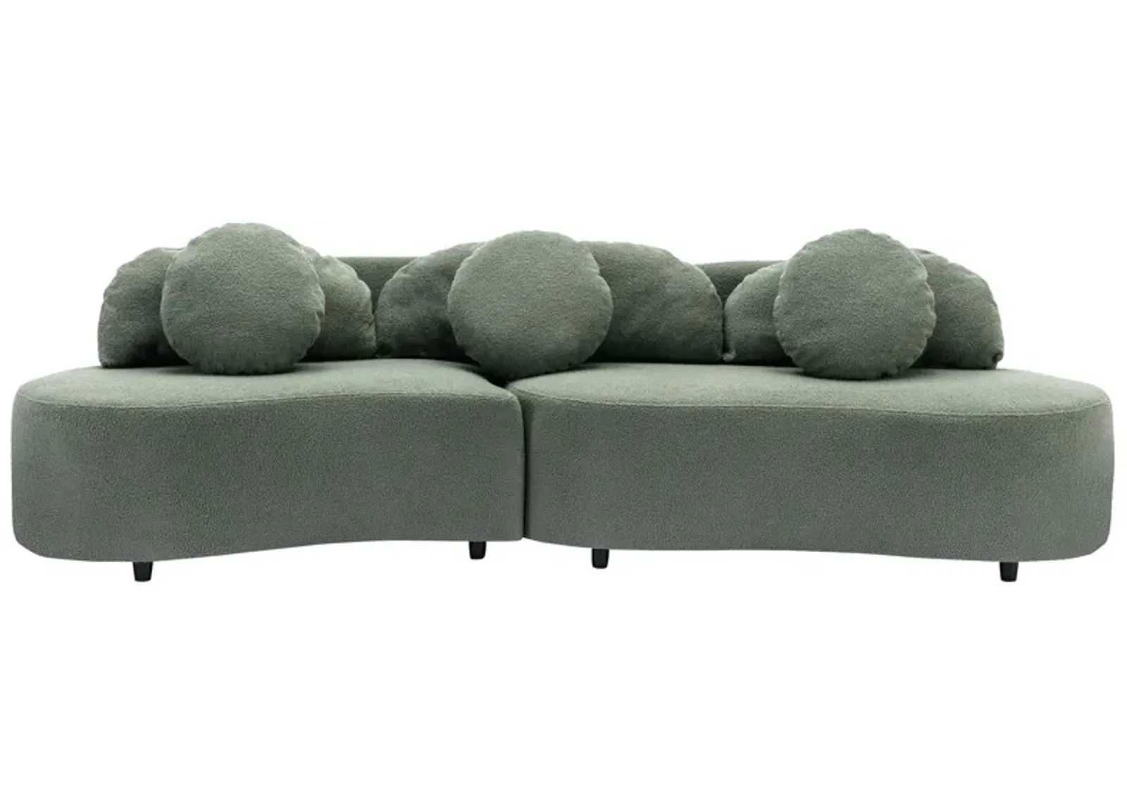 Merax Modern Curved Design Lamb Velvet Sofa