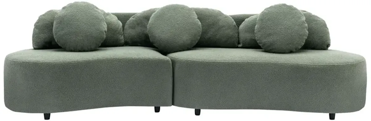 Merax Modern Curved Design Lamb Velvet Sofa