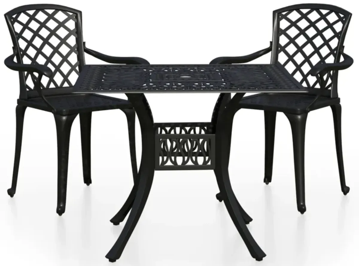 vidaXL 3 Piece Bistro Set Cast Aluminum Black