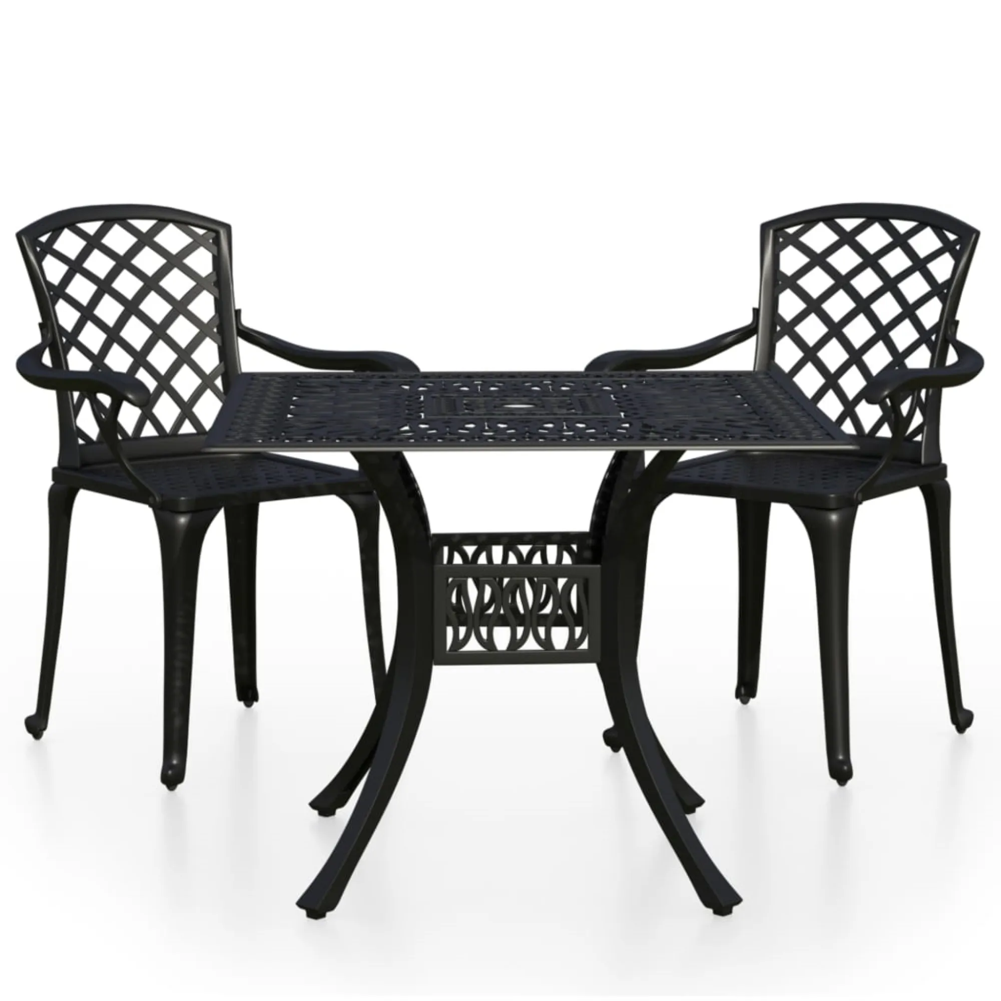 vidaXL 3 Piece Bistro Set Cast Aluminum Black