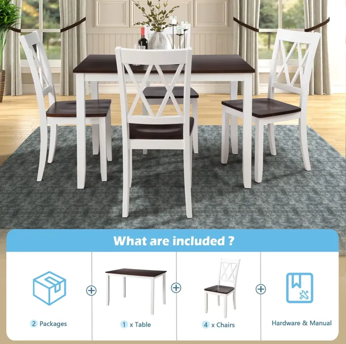 Merax Home Kitchen Dining Table Set with Chairs